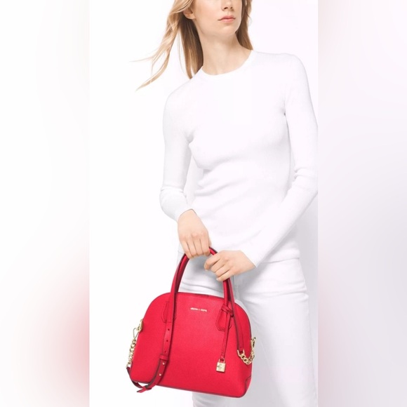 Michael Kors Studio Mercer large Dome Satchel Bag in dark Sangria - Picture 2 of 16